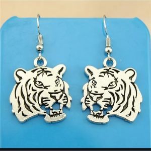 Sterling Silver hooks stainless steel tiger detailed earrings new